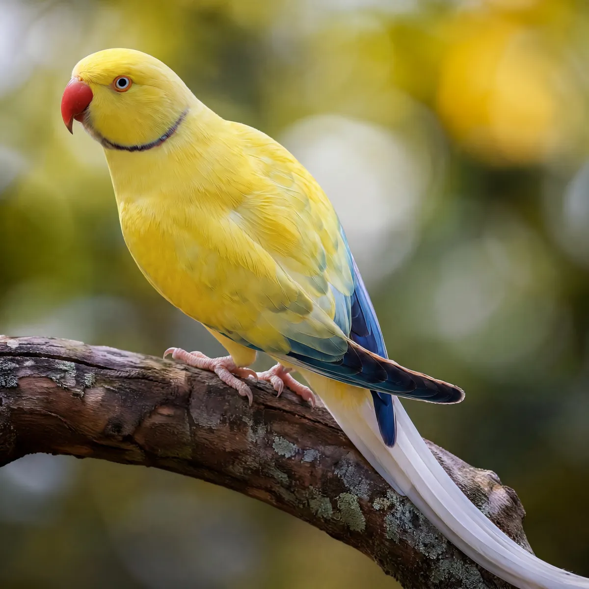Ring-neck amarelo em um galho